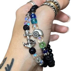 Bracelets set anchor & shell beach ocean bead boho